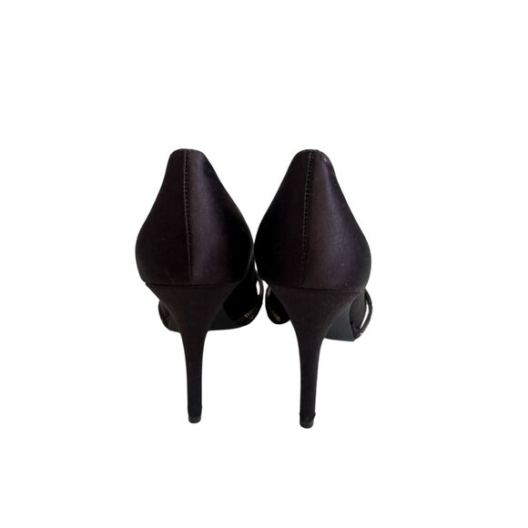 LAUREN RALPH LAUREN Brown Satin Jeweled Heels Size 6 - Picture 9 of 11